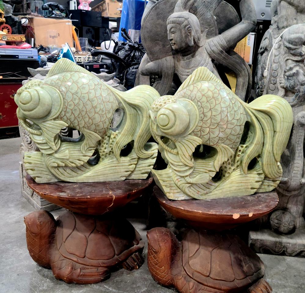 대형 물고기 옥돌 옥조각 예술작품 일대