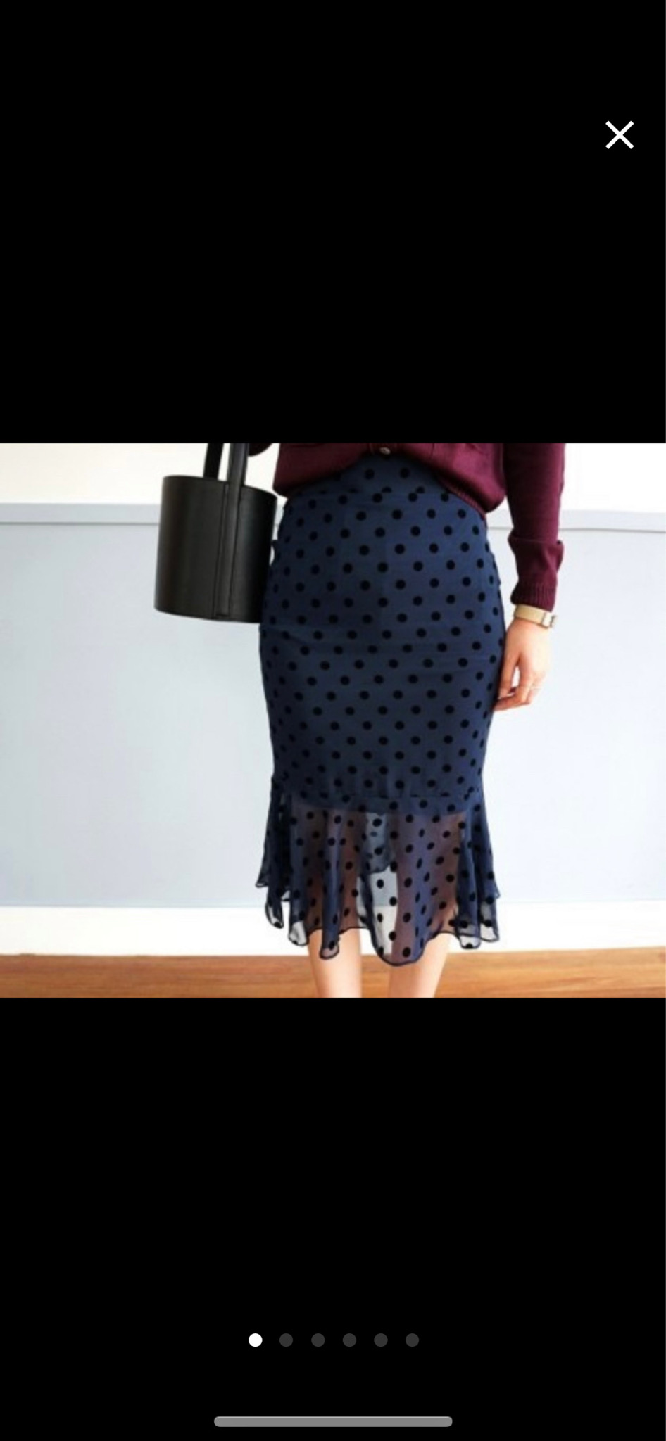 임블리 도트 시스루 네이비 머메이드 스커트