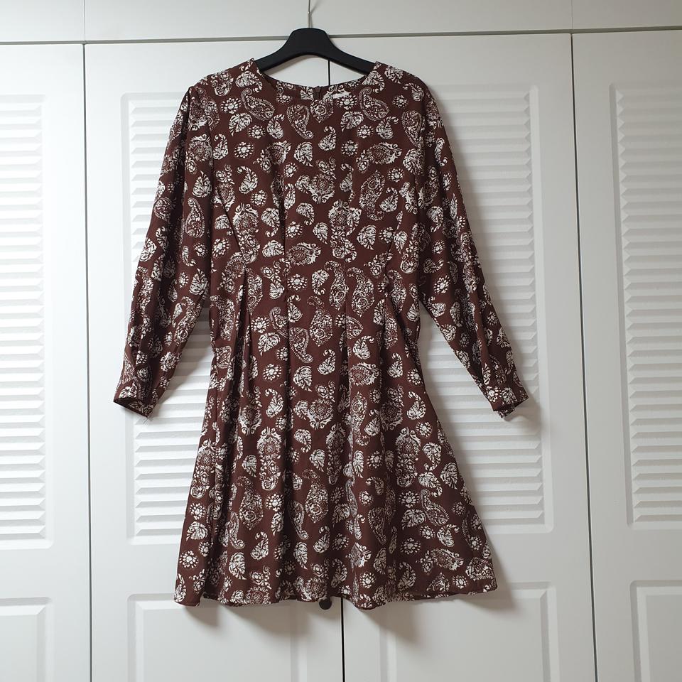 브라운 패턴 원피스