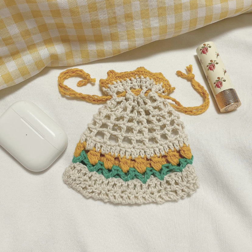 핸드메이드 뜨개질 미니 파우치