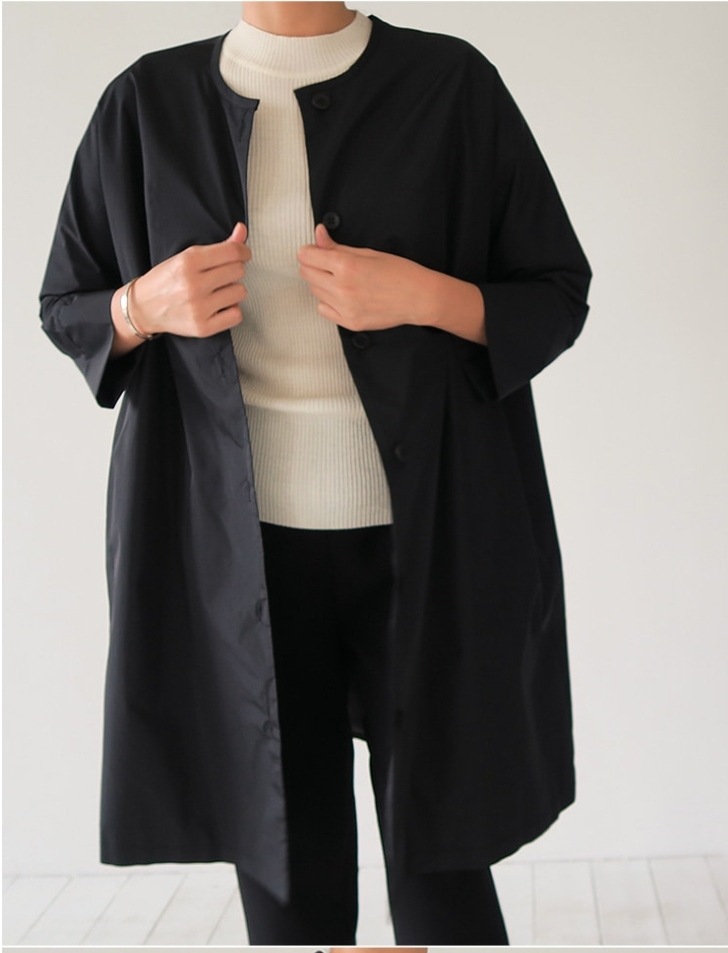 리틀블랙)심플 라운드바바리(택포)