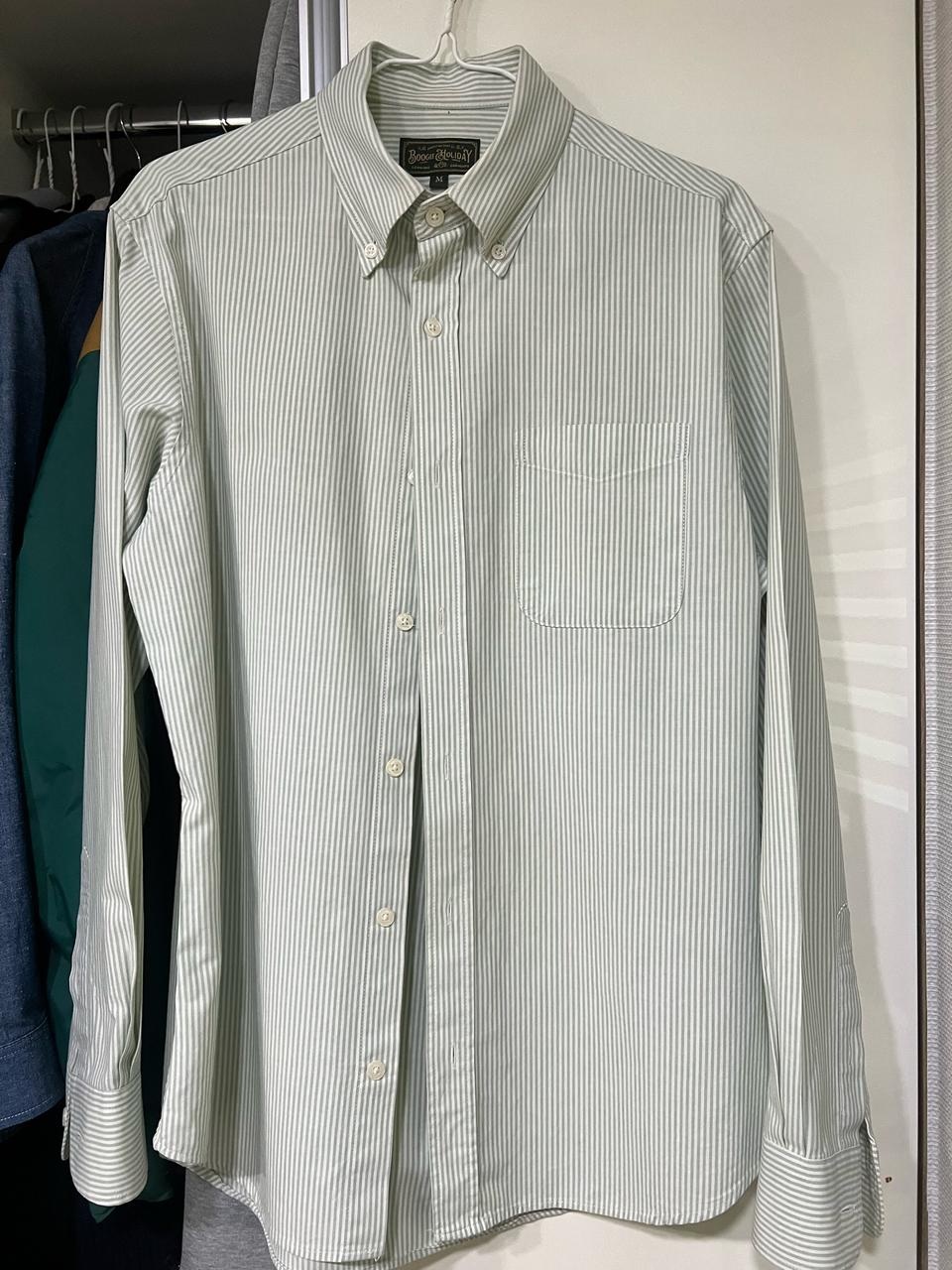 부시홀리데이 그린 스트라이프 셔츠m