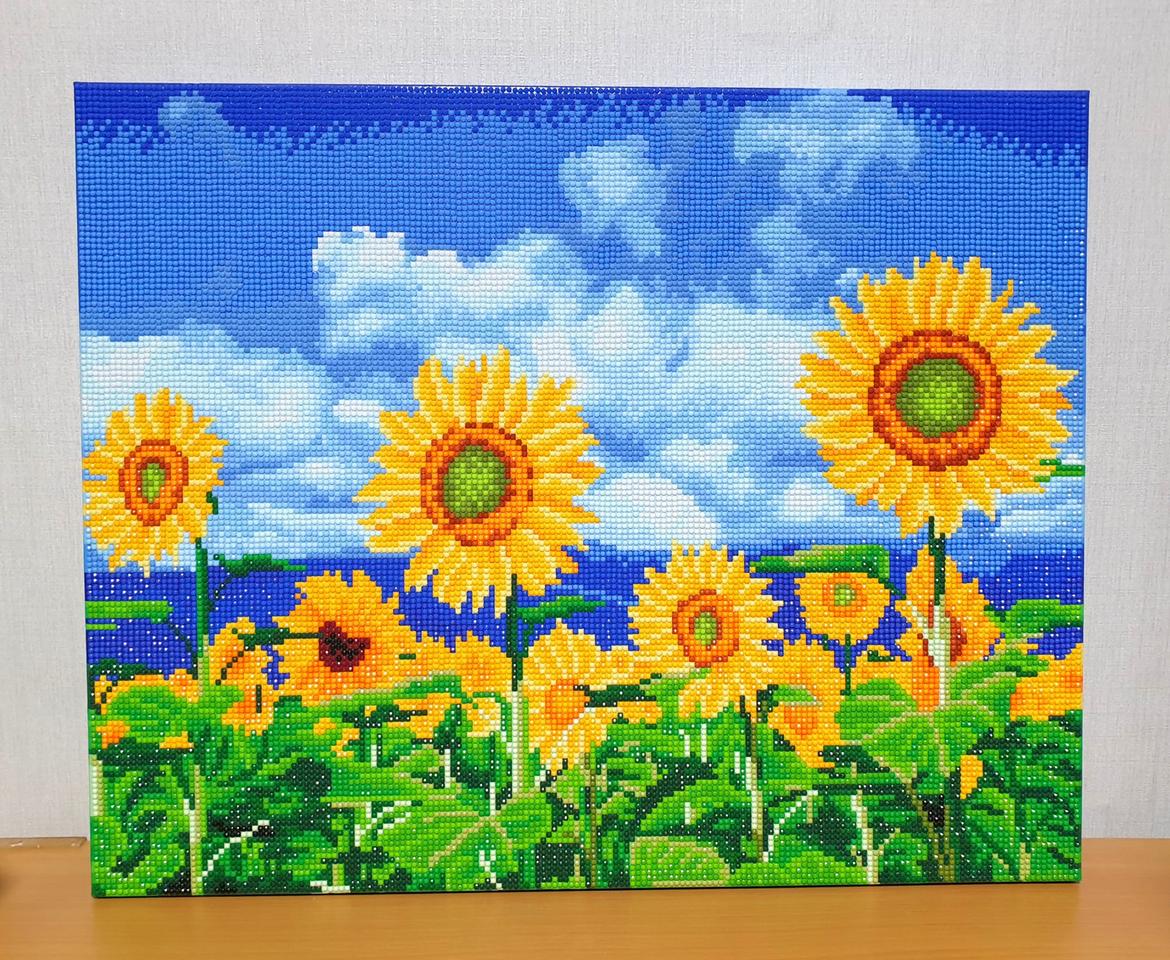 해바라기 보석십자수 완성풀