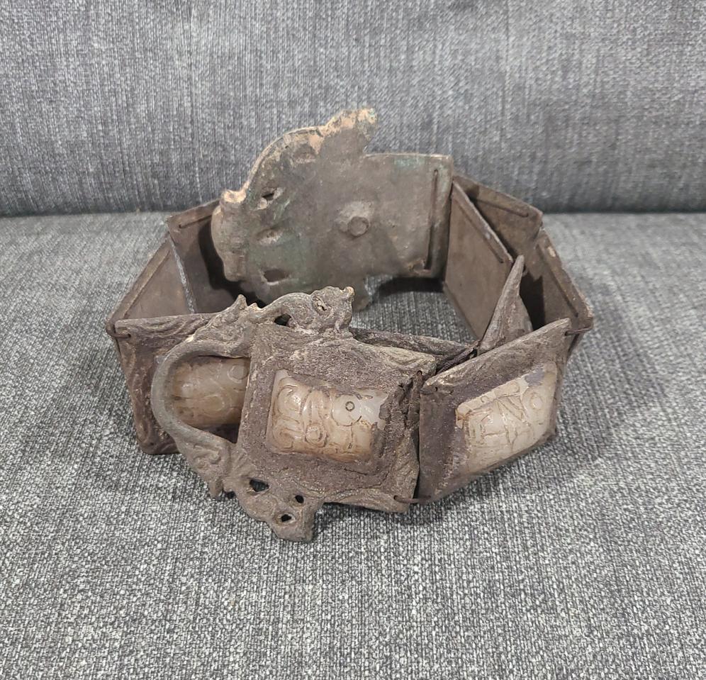 티벳 (티베트)청동 옥 벨트 품대 골동품