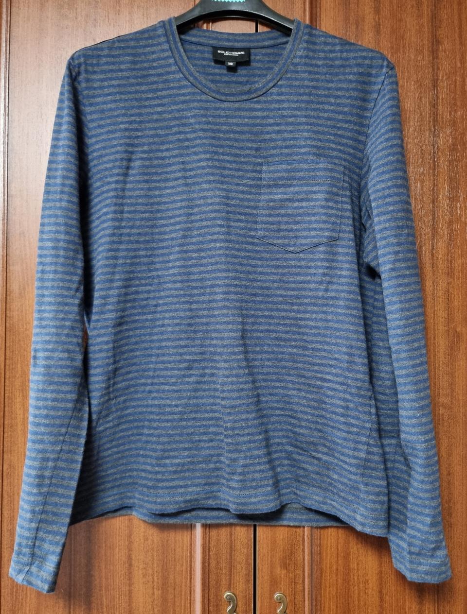 솔리드옴므 롱슬리브 라운드 티셔츠 블루 그레이 (100) S급