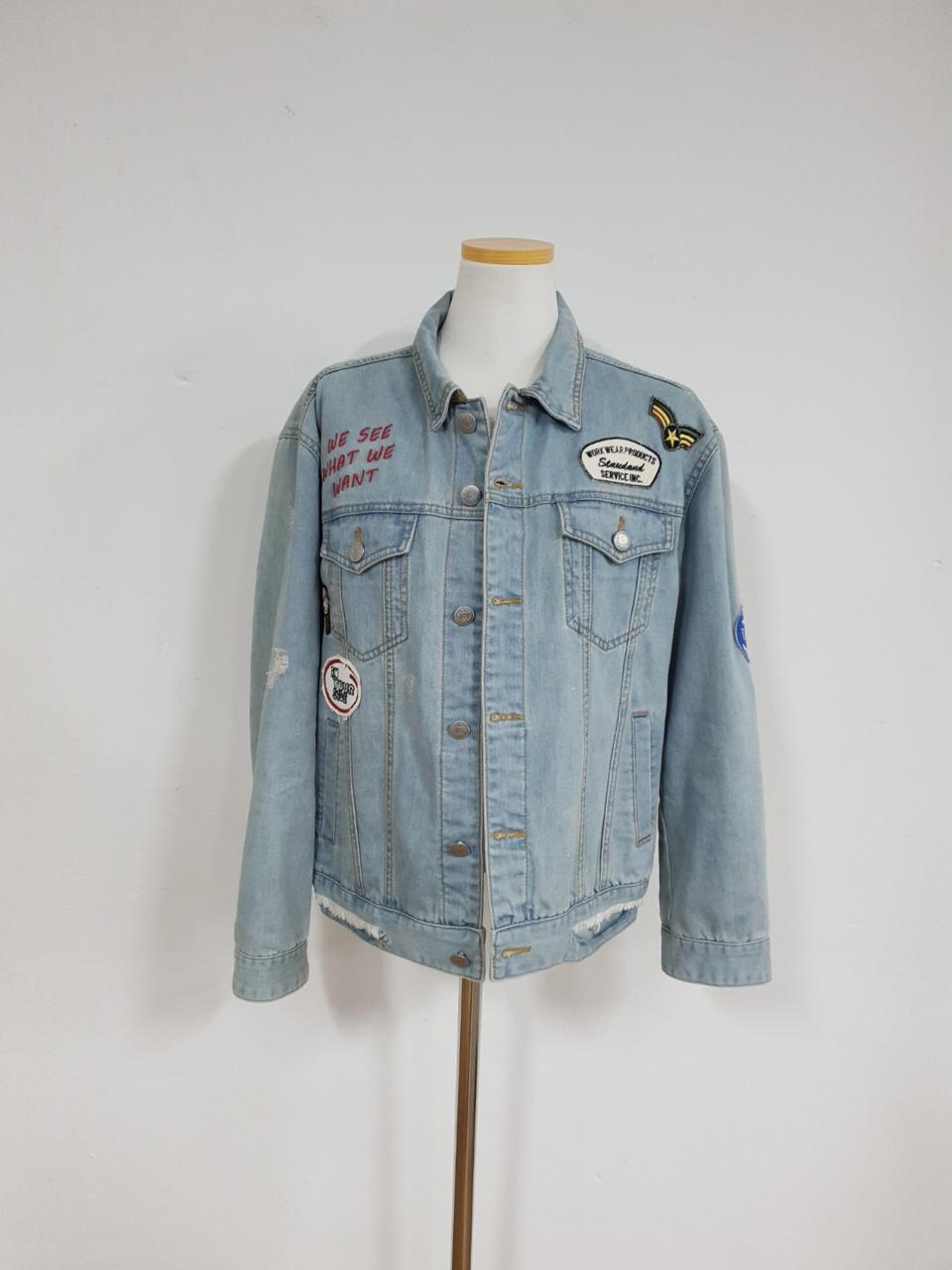 닉스 여성 패치 와펜 데님 자켓 청자켓 95