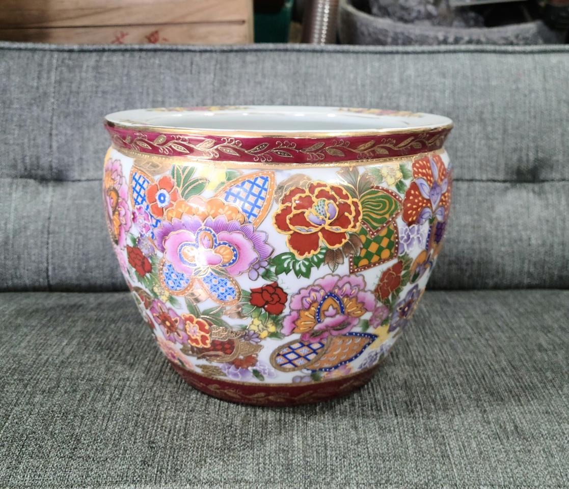 중국도자기 골동품 법랑 도자기 단지