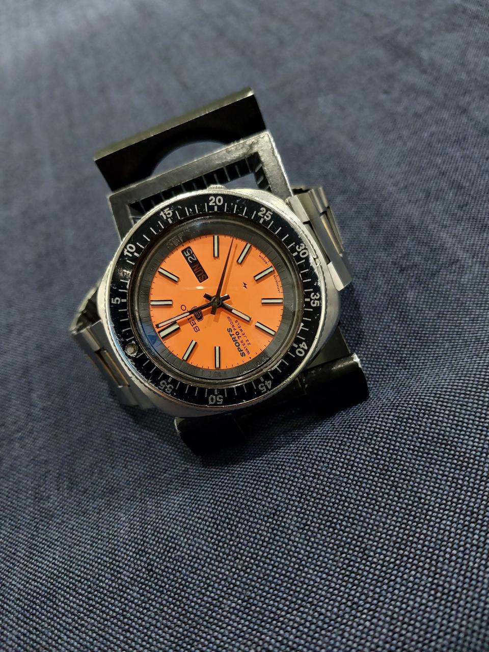 세이코 다이버 오토매틱 빈티지 대형베젤 주황 버건디