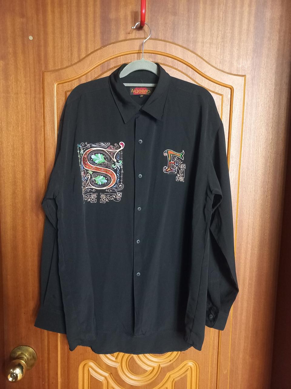 [M/공용/무배] 빈티지 자수 장식 언발 셔츠