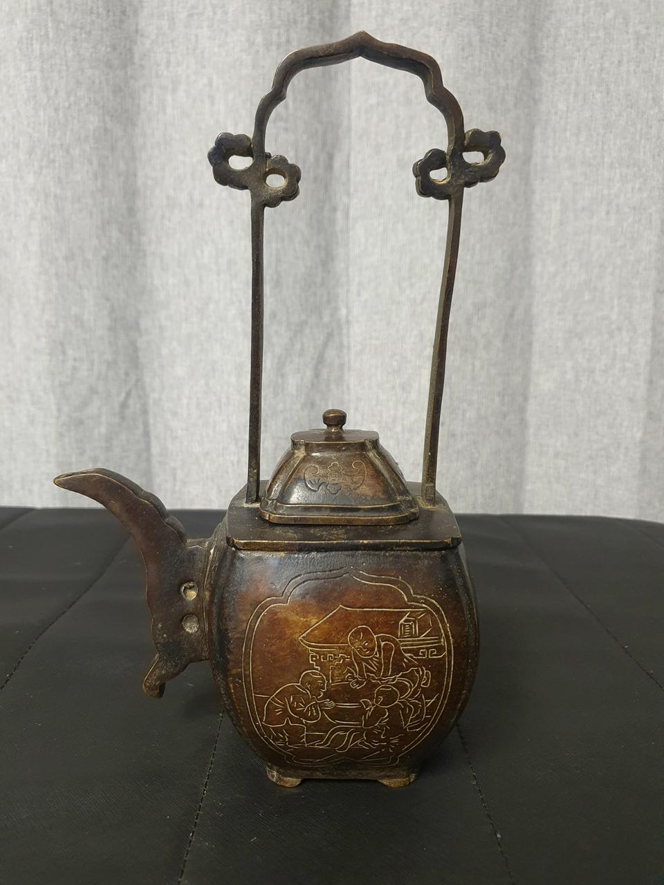 중국 청나라 주전자 동브론즈 적동  명품 주자