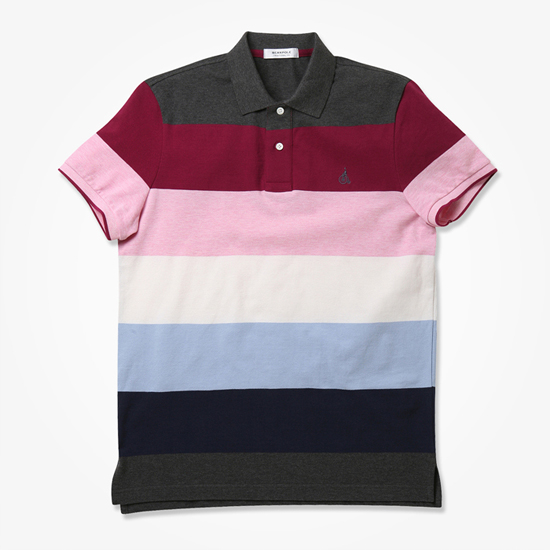 빈폴 다크 그레이 블록 스트라이프 피케 반팔 티셔츠 라코스테 폴로랄프로렌