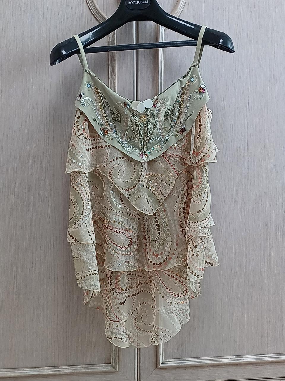 새상품 보석 쉬폰 끈나시 캉캉 블라우스