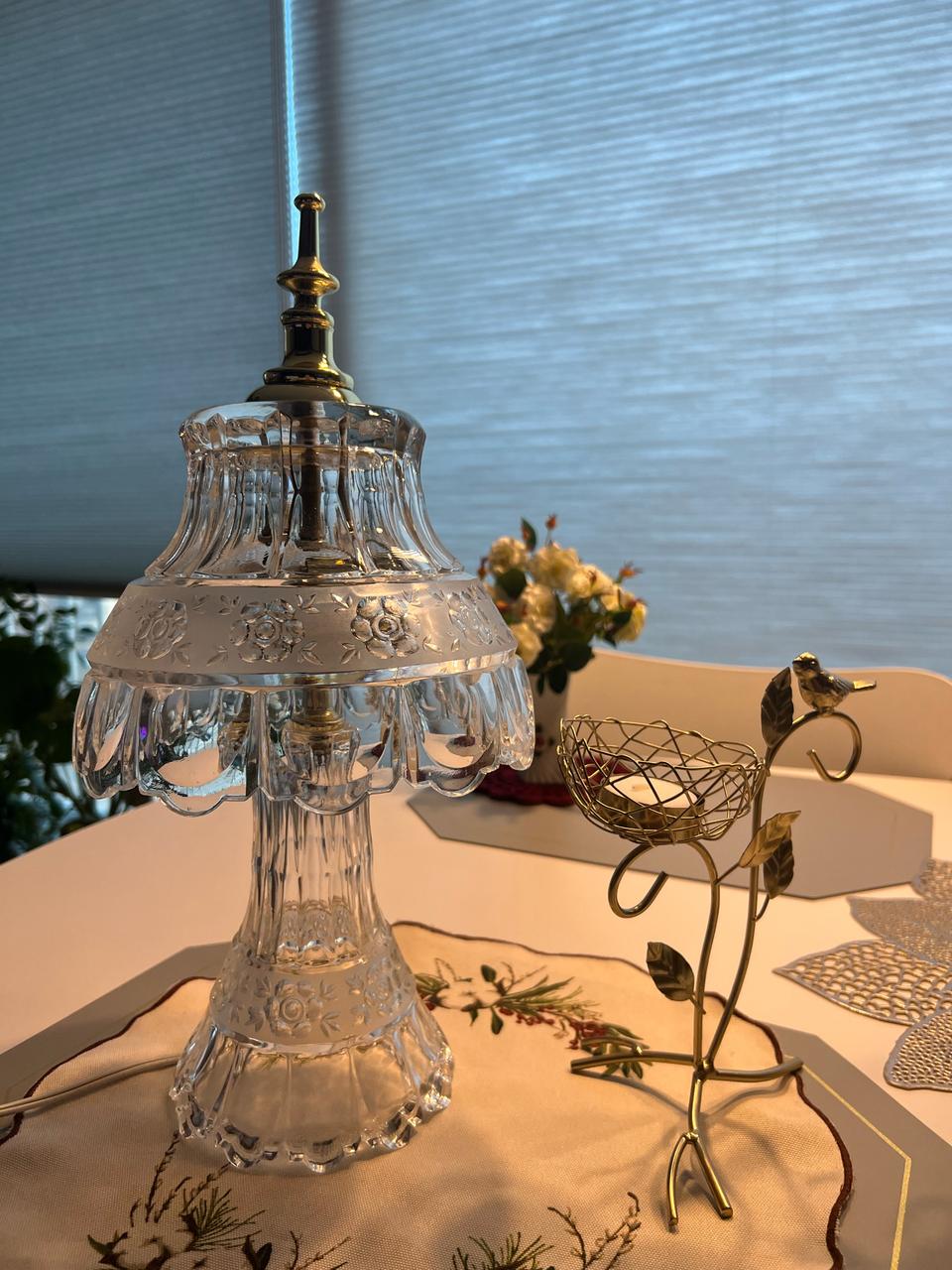 빈티지) 미국 플라워 대형 크리스탈 샤이닝 램프