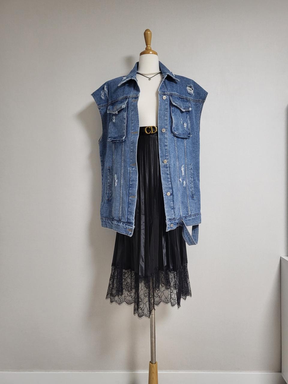 ITZEL 오버핏 청조끼-F