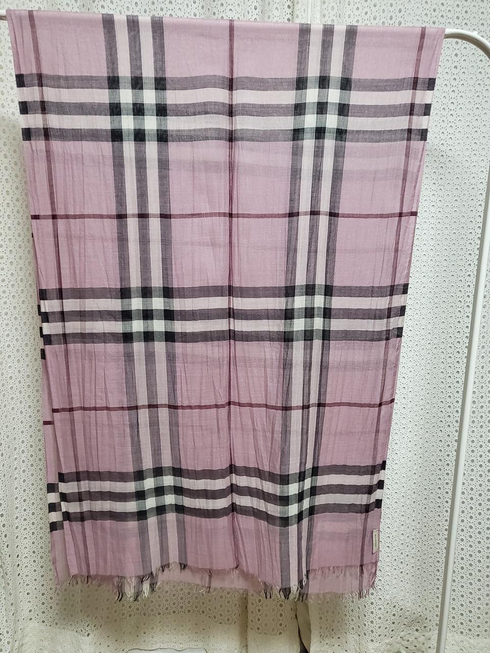 버버리 자이언트체크 울실크 스카프 핑크톤