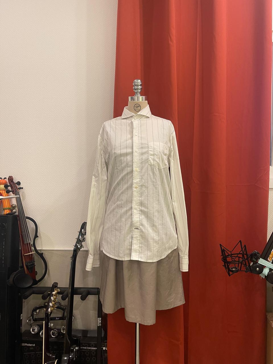 남녀공용 스트라이프 셔츠 화이트 M-L