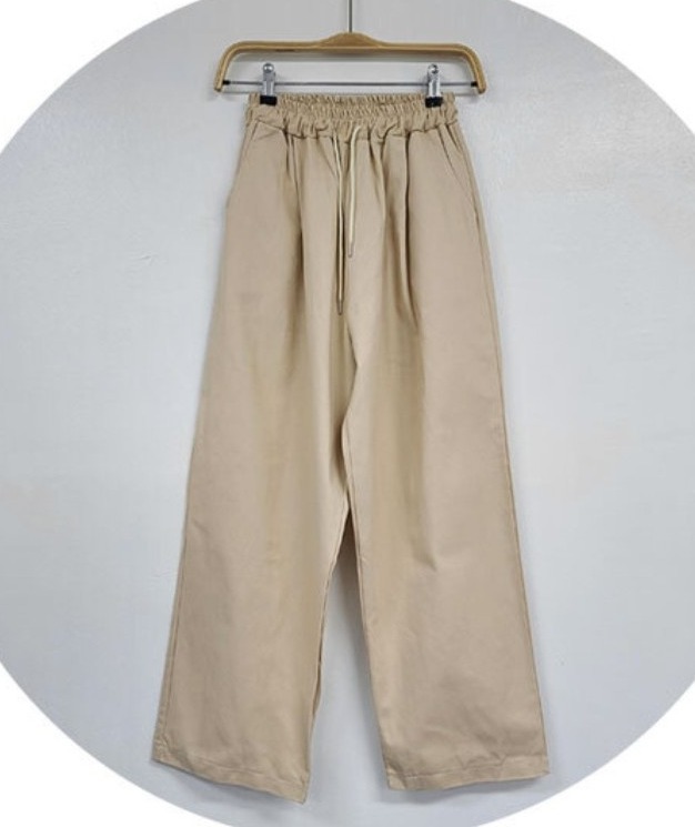 [새상품] 와이드 밴딩 팬츠 베이지 (프리사이즈)