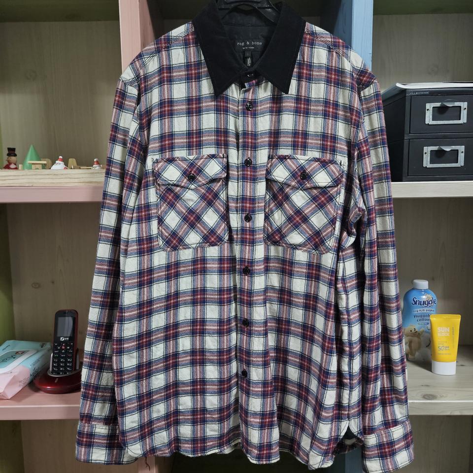 rag&bone  랙앤본 L사이즈 타탄체크 셔츠 청바지 코디