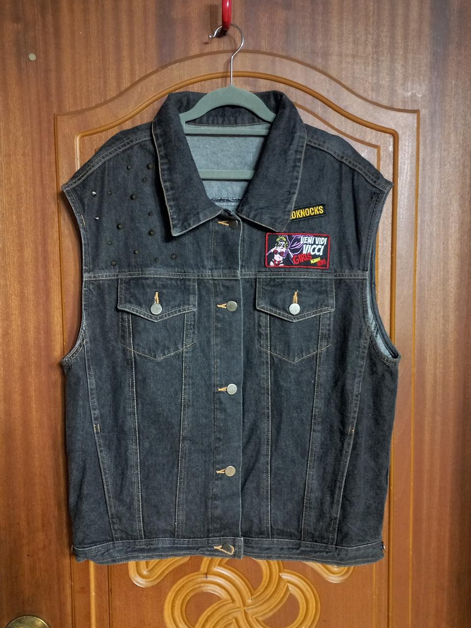 [F/공용/무배] 빈티지 스터드 흑청 조끼