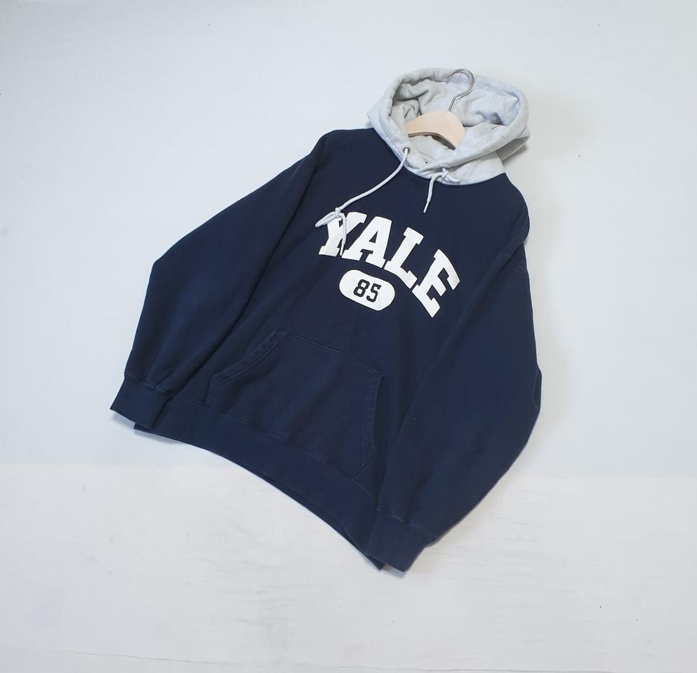 예일 네이비 헤비웨이트 후드 티셔츠