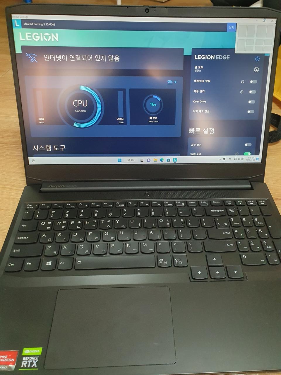 RTX 3060 새상품급 레노버 게이밍 노트북 팝니다.