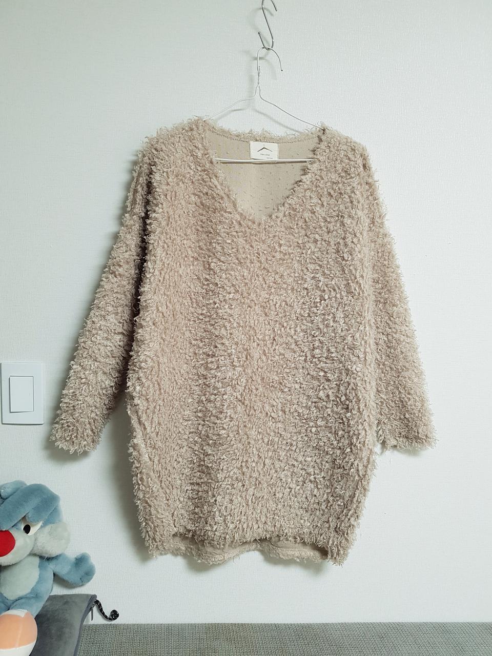 뽀글이 가오리핏 롱니트. 박시뽀글이 퍼 롱티셔츠.