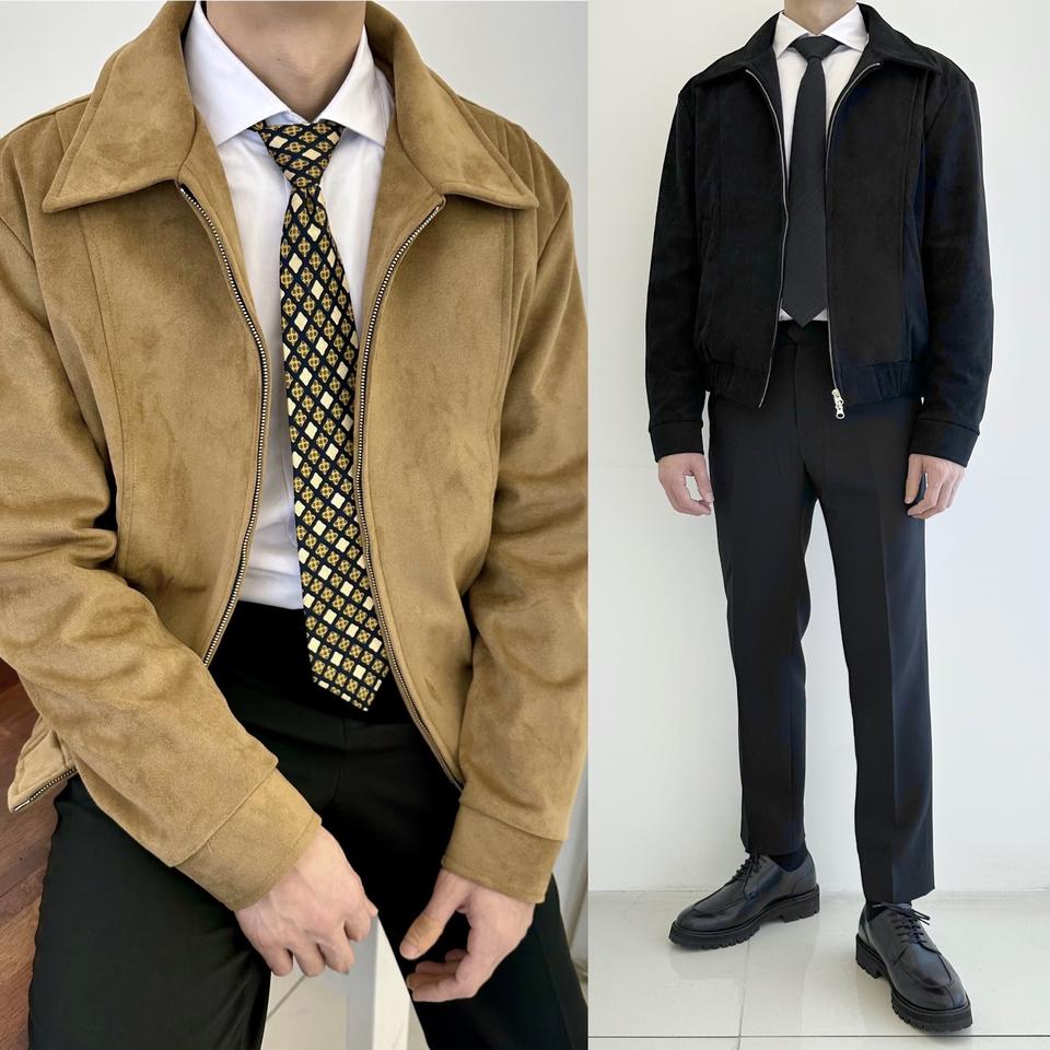 남자 스웨이드 자켓 결혼식 하객룩 봄 가을 겨울 블루종 숏자켓