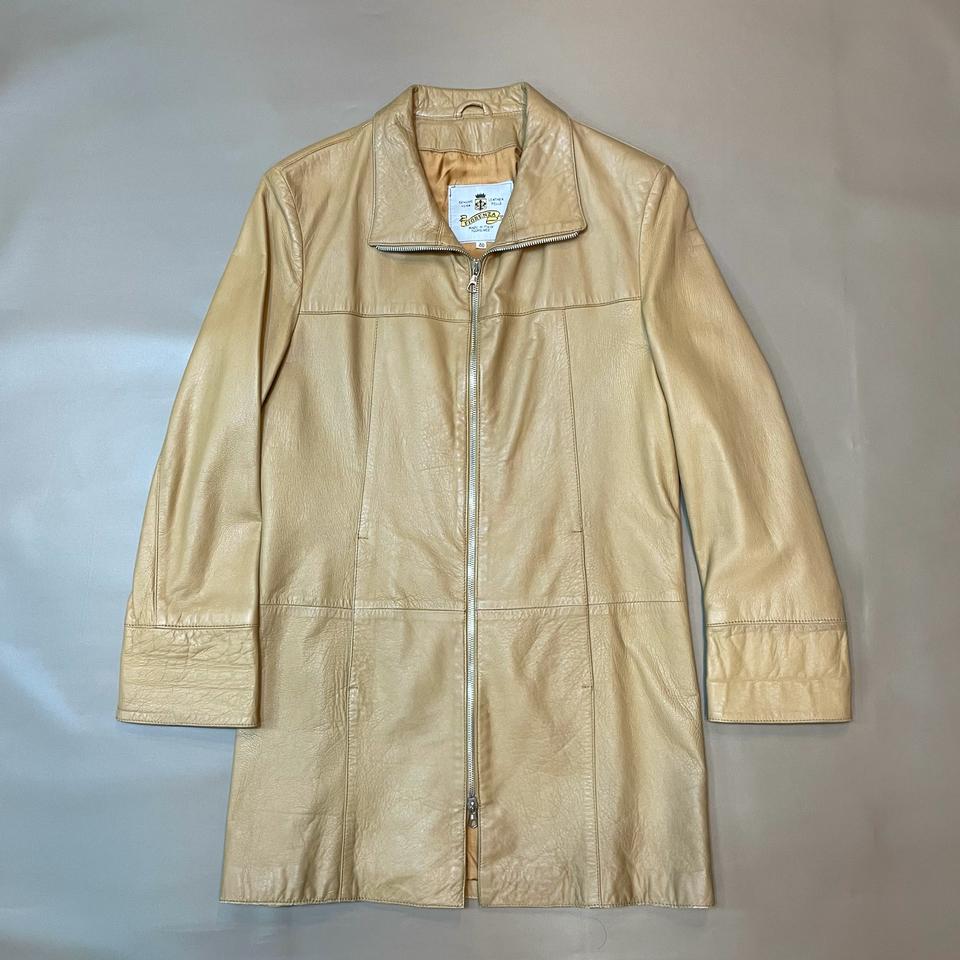 FIORENZA) 이태리 리얼레더 베이지 투웨이 롱자켓(L)