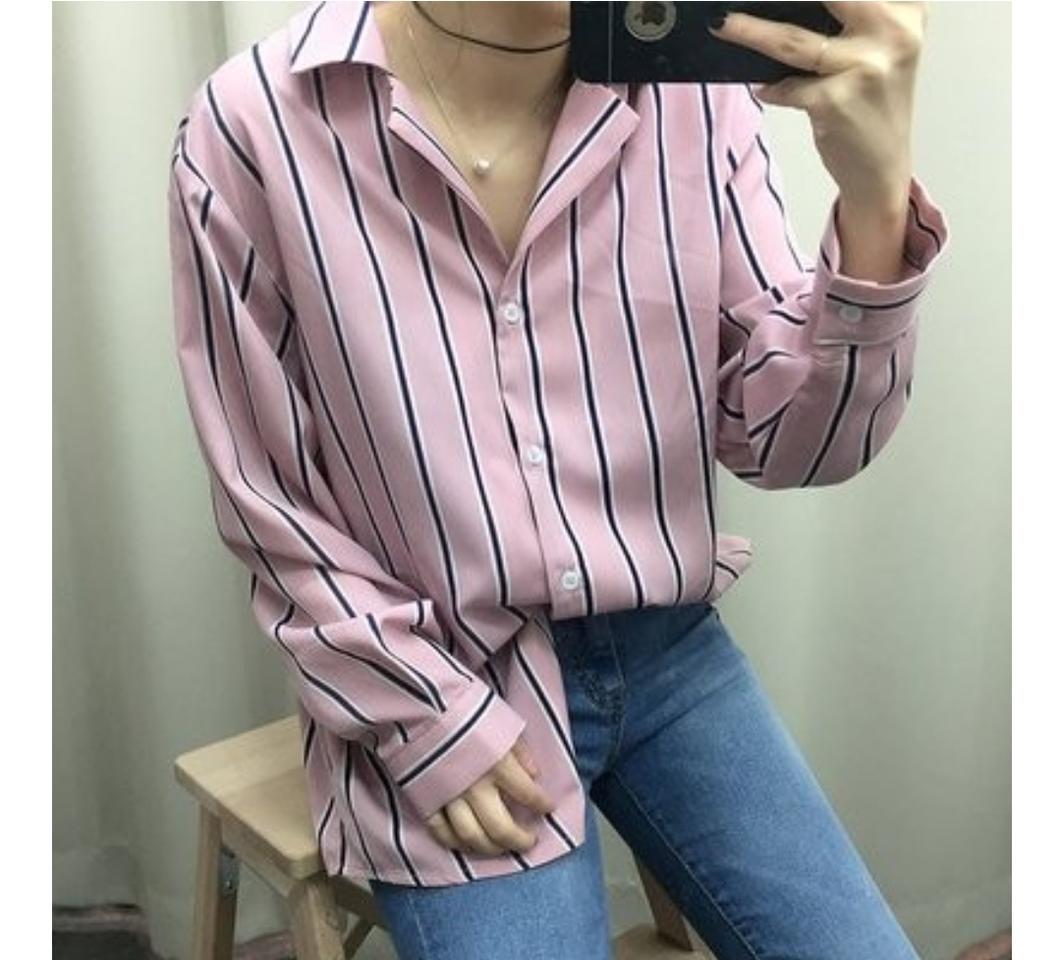 봄핑크 스트라이프 셔츠 / 매니쉬 / 셔츠 블라우스
