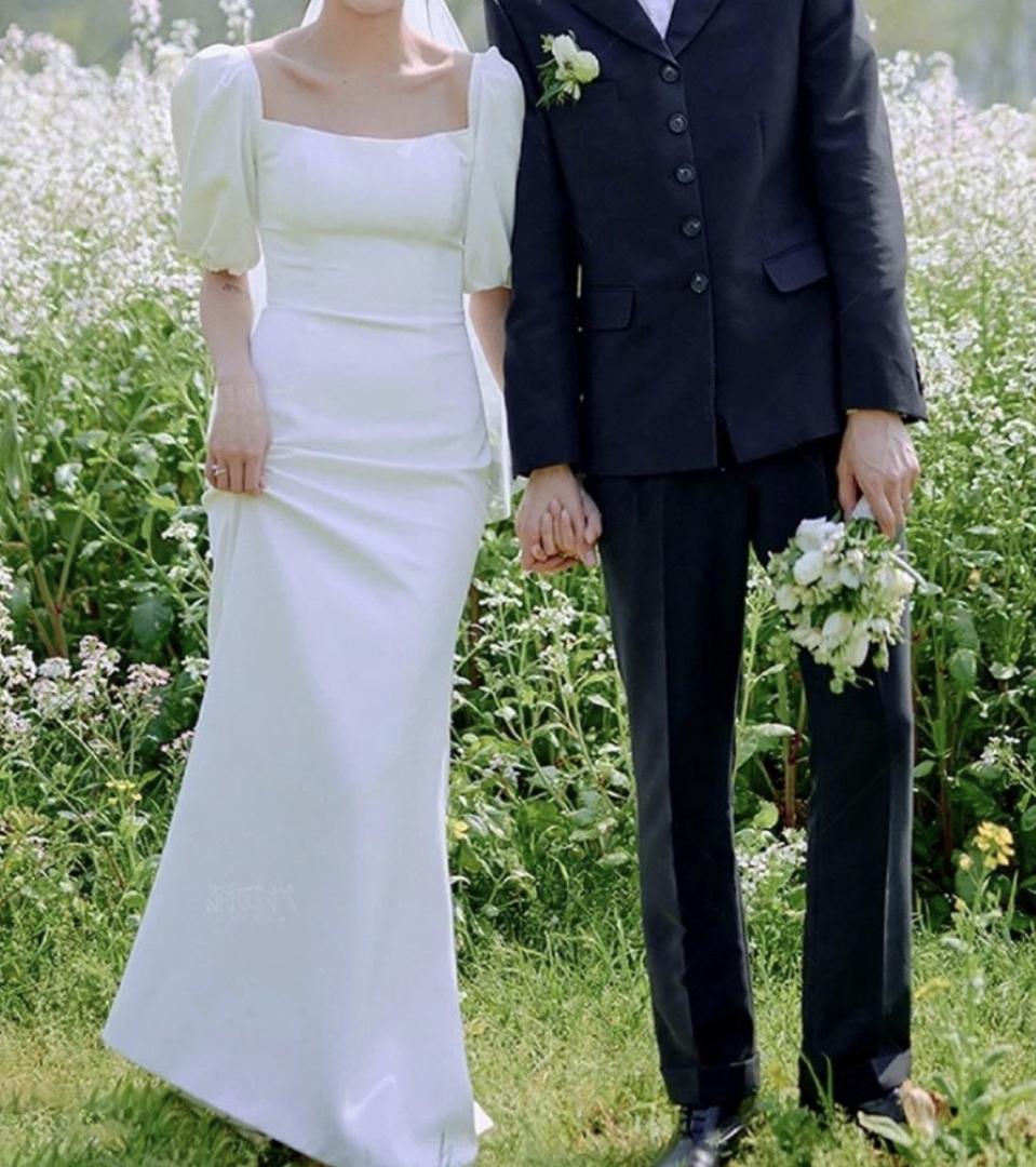 셀프웨딩룩 웨딩드레스 세미웨딩 화이트 촬영원피스 브라이덜샤워