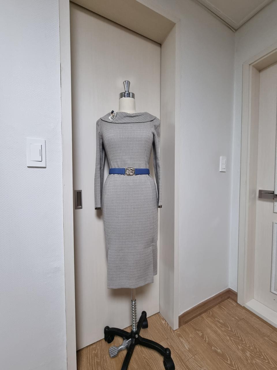 지고트  슬릿주름 체크원피스(55,새옷컨디션)