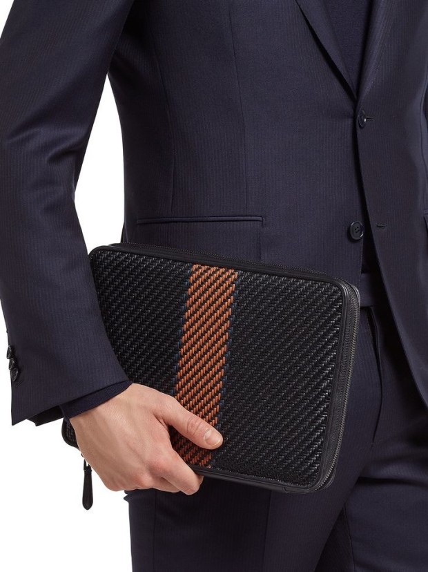 에르메네질도 제냐 펠레테스타 TM 도큐먼트 홀더 클러치 나파가죽백