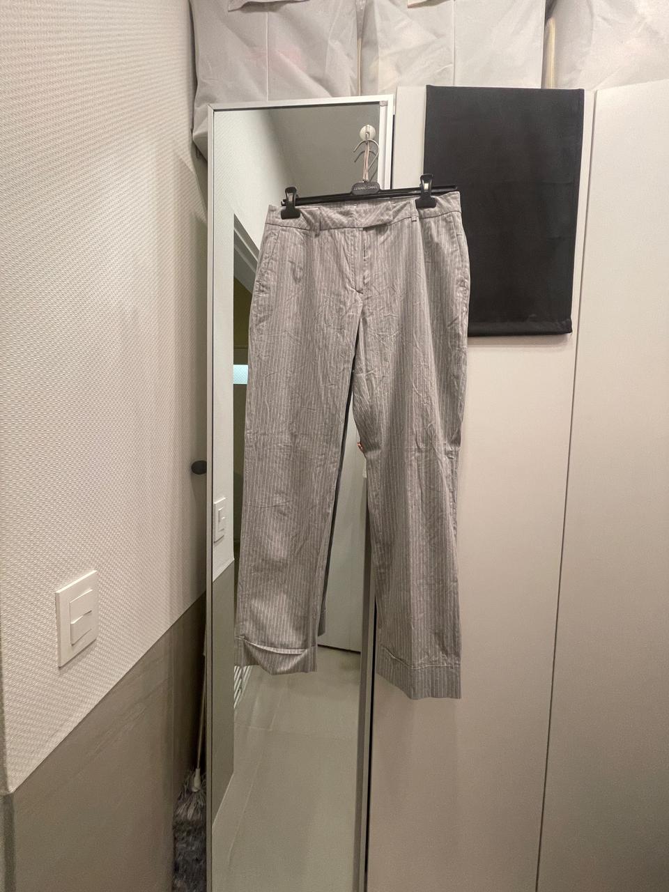 Elegance Paris 스트라이프 여름 면 팬츠 그레이 L