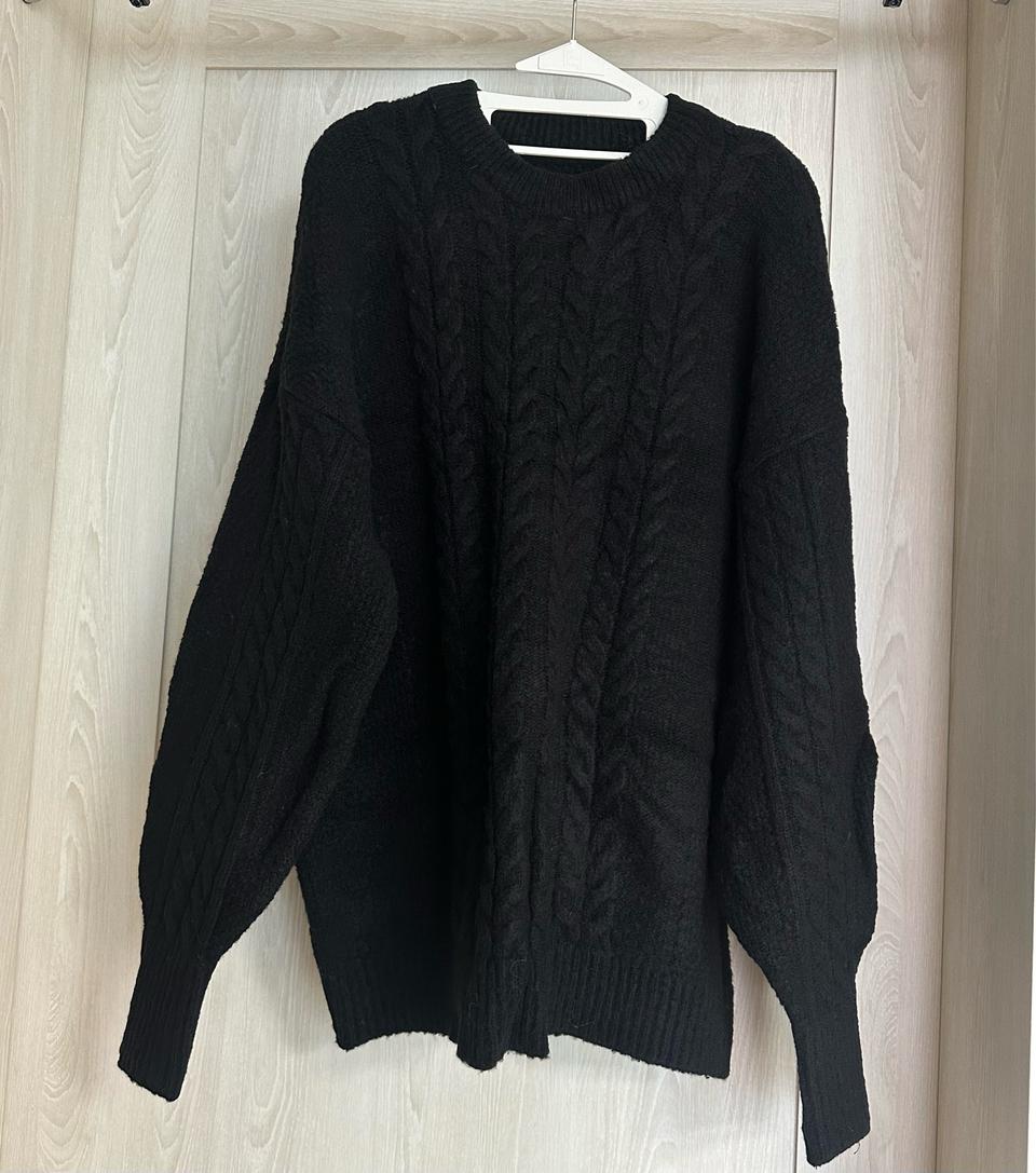 벌룬소매 겨울 롱 블랙니트