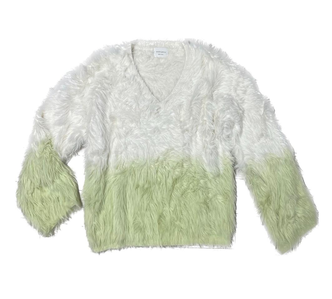 빈티지 퍼 브이넥 니트