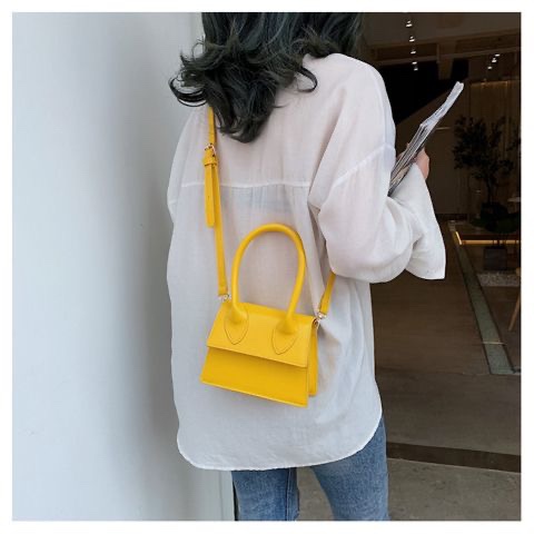 옐로우 스퀘어백 노란손잡이 토트백 크로스백