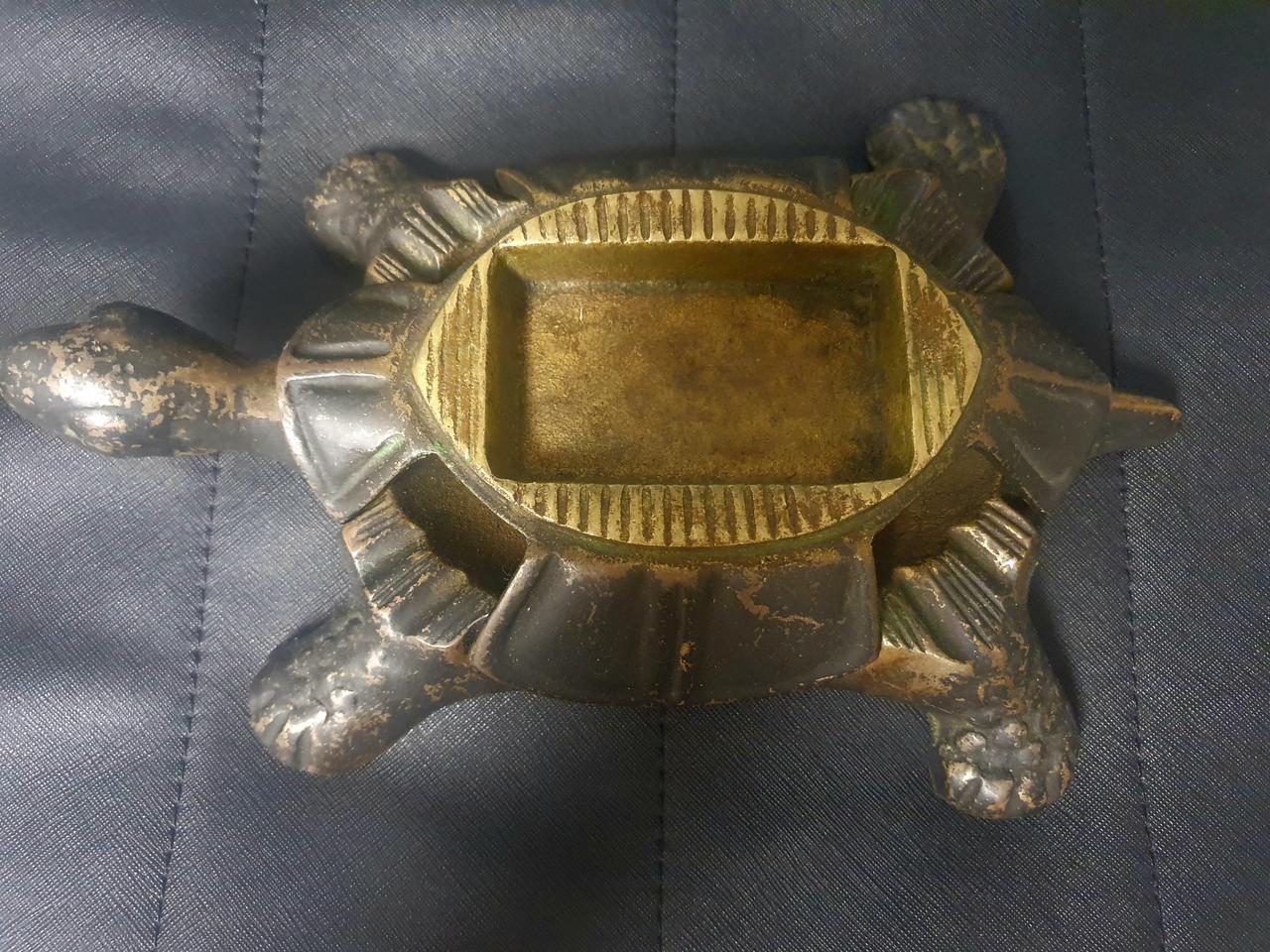 조선시대 동벼루 거북형 필세 재털이 재떨이 동브론즈 빈티지 앤틱 골동품