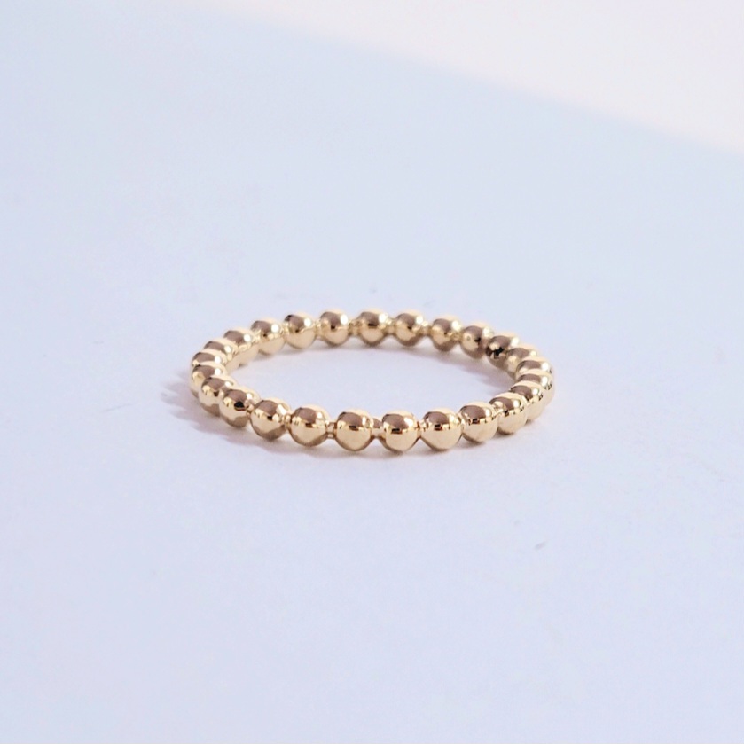 14k 볼 뺑돌이 금 반지 데일리 레이어드 우정 링 싱글 여자 선물 볼륨