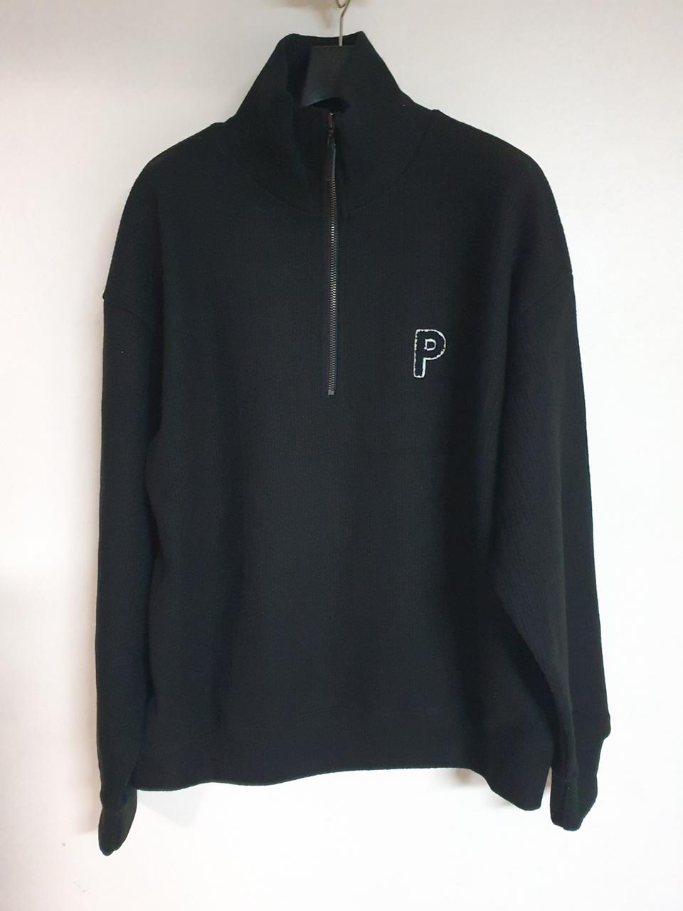 남성 로고 반집업 니트-블랙 (~105사이즈)