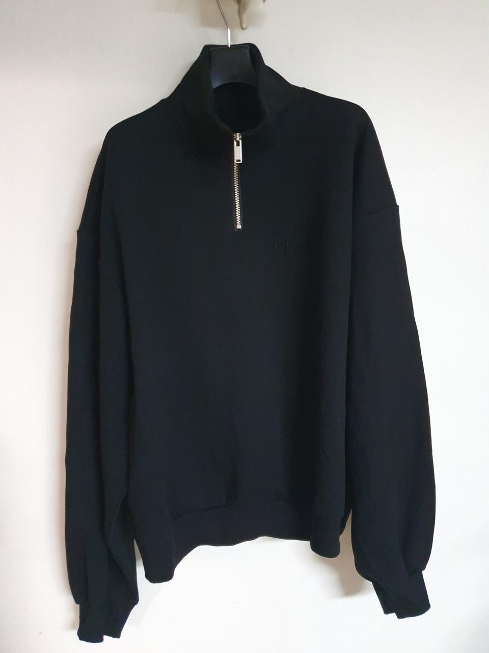 남성 오버핏 반집업 긴팔 티셔츠-블랙(~105사이즈)