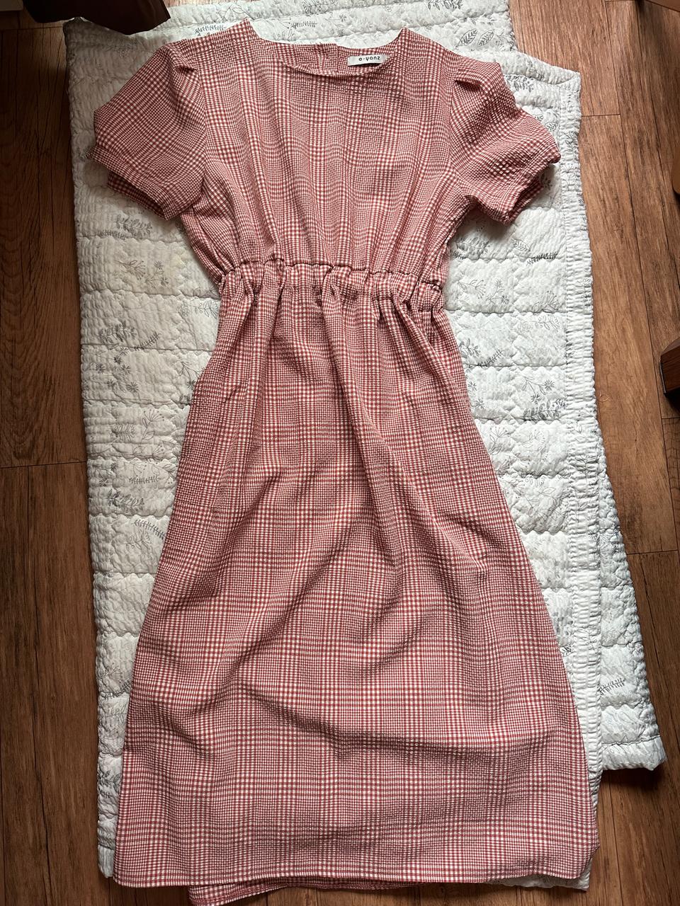 여성 린넨 체크원피스