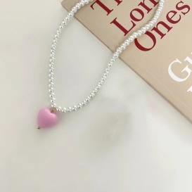 하트 진주목걸이