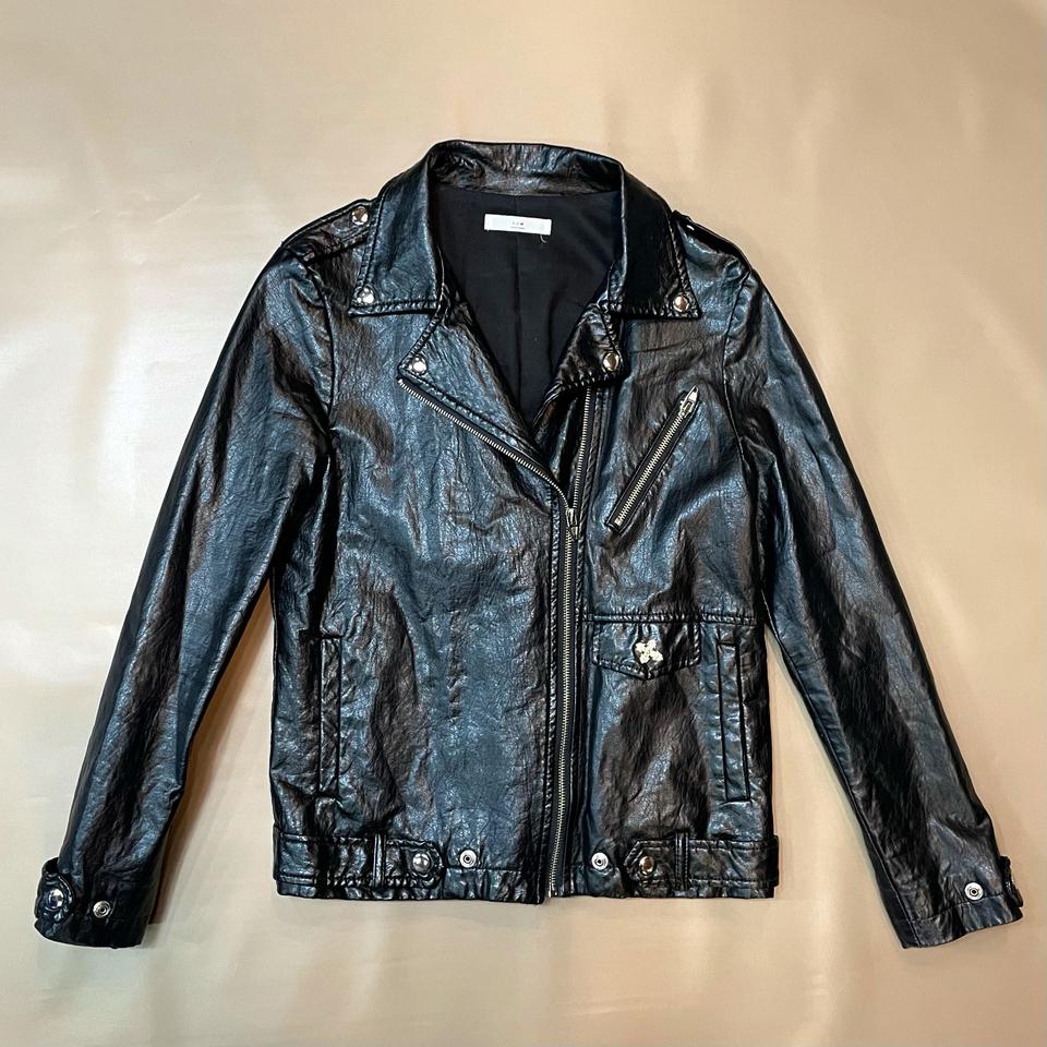 페이크레더 십자 포인트 라이더자켓(F)