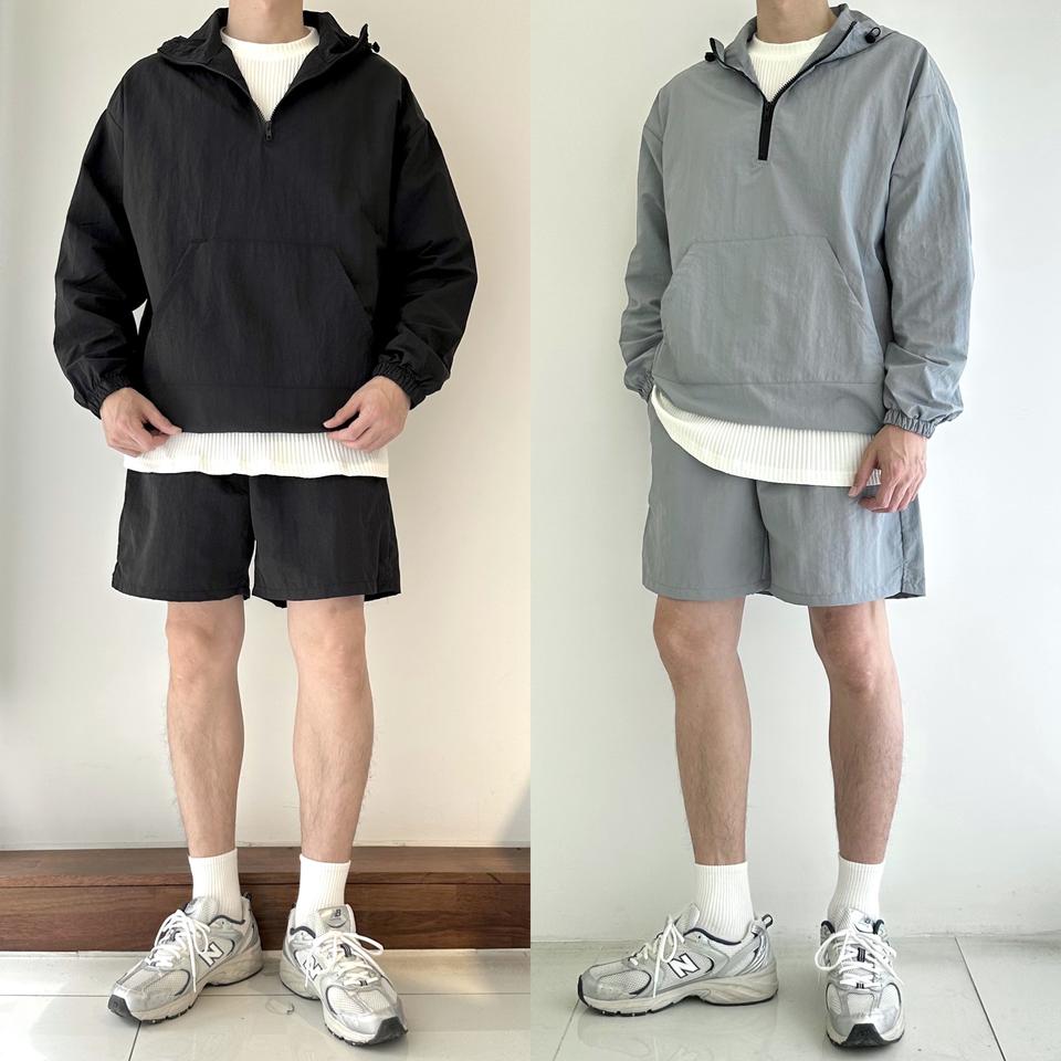 남자 봄 여름 세트 아노락 반바지 트레이닝 세트