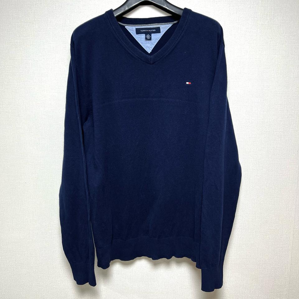 [M-L] 타미힐피거 타미 네이비 브이넥 니트