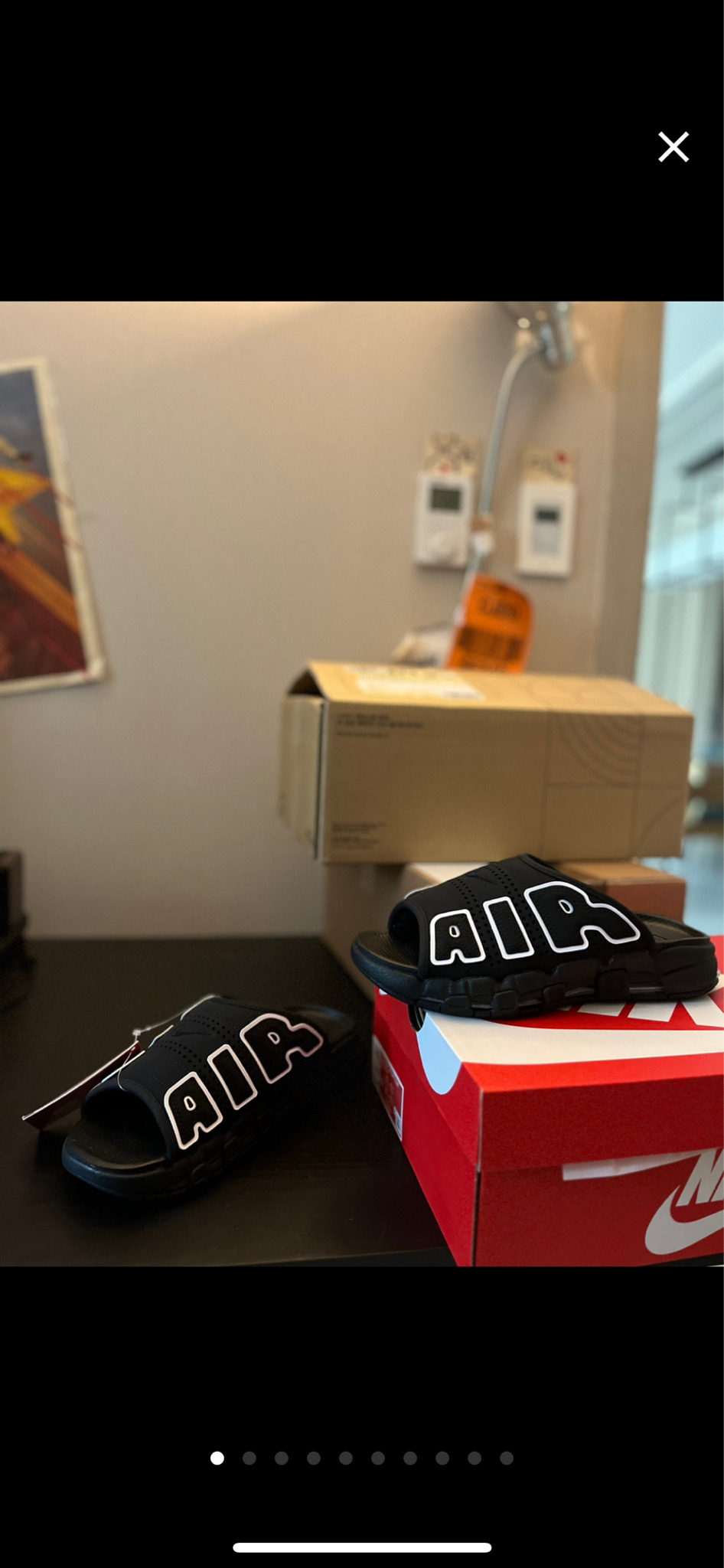 나이키 에 모어 업템포 슬라이드 블랙 클리어 화이트