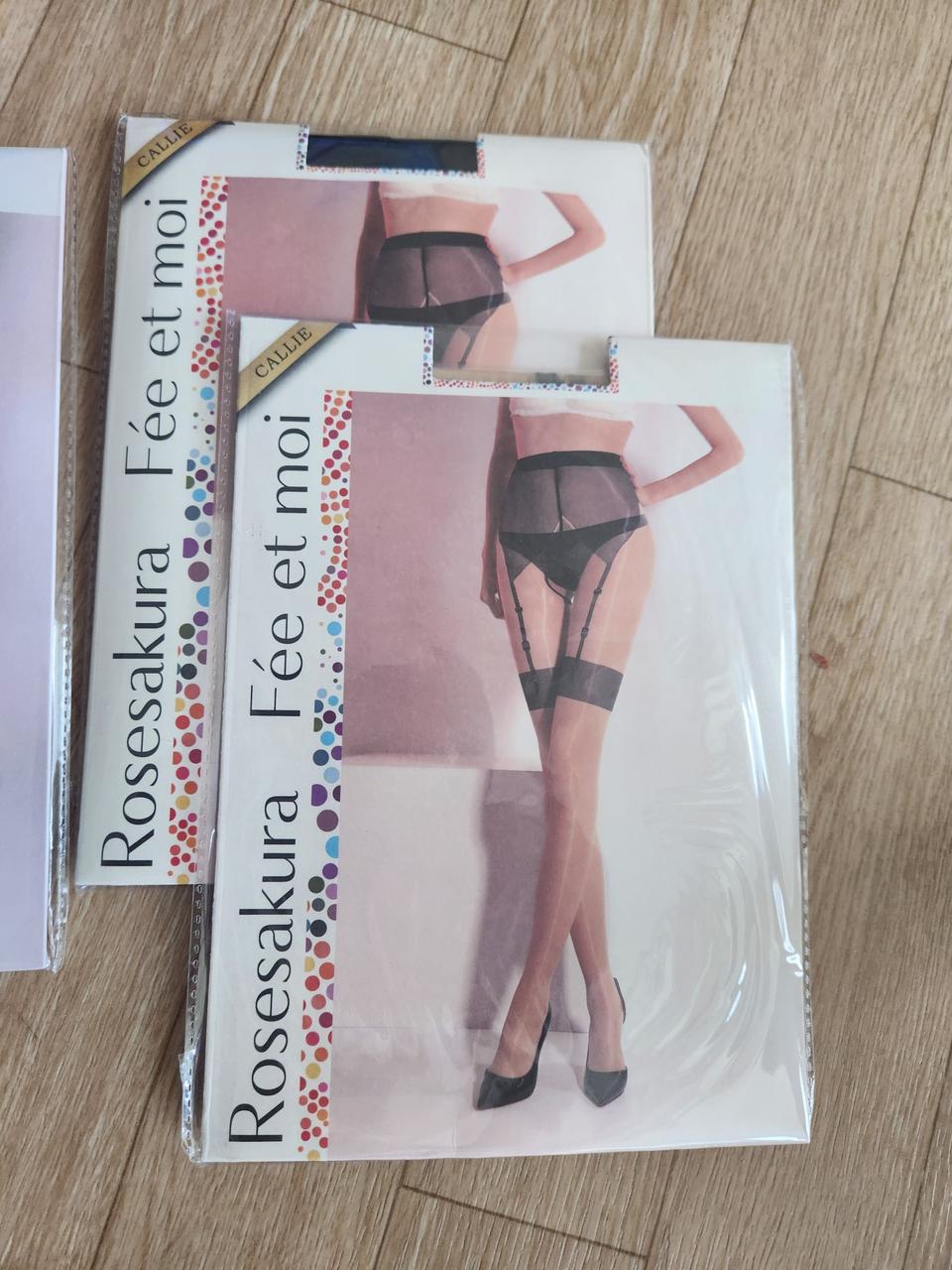 투명 밑트임 오로라광택 가터벨트 패턴스타킹