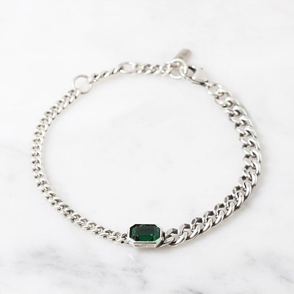 에메랄드 큐빅 은팔찌 스와로브스키 엔틱 유화 925실버팔찌 커플 세련된