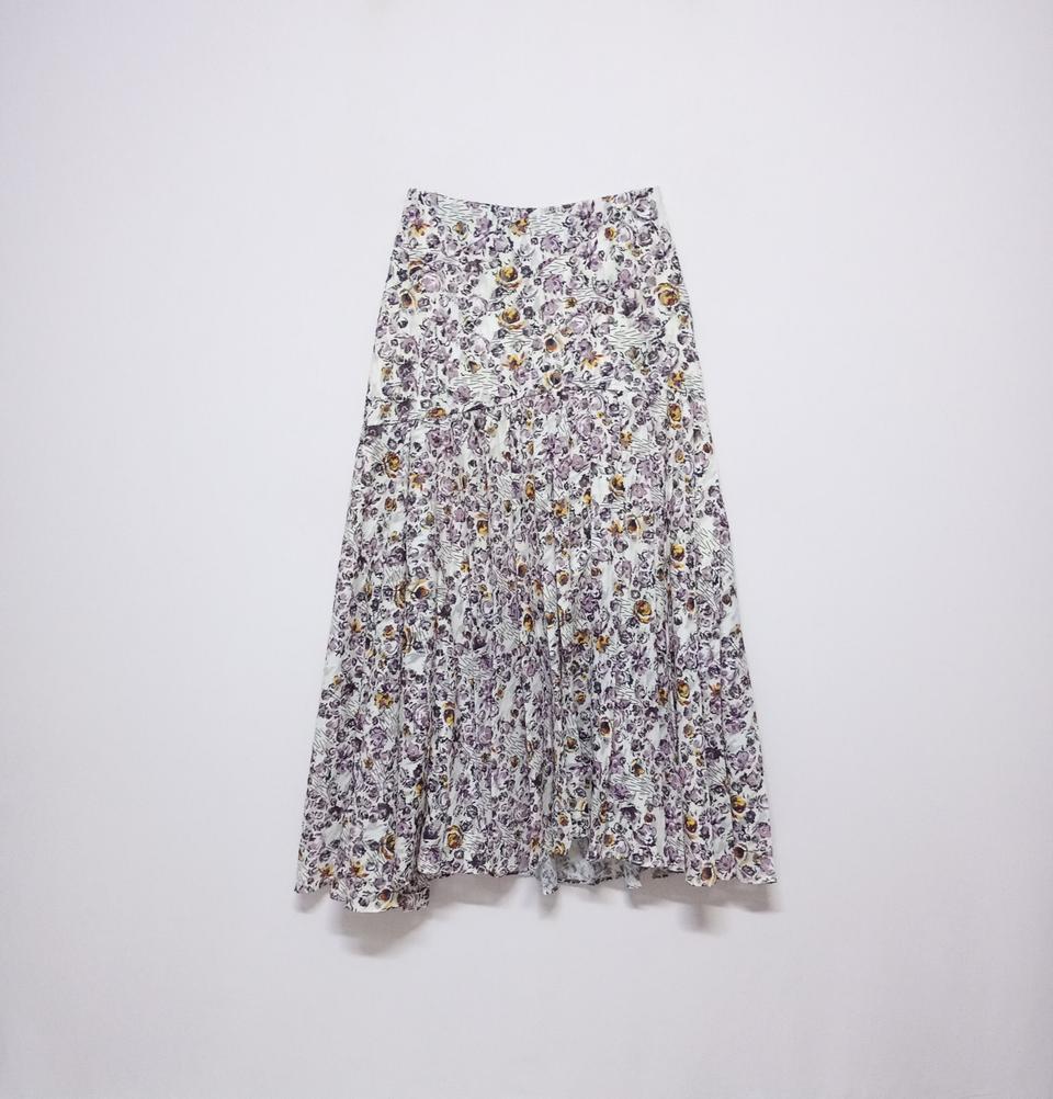 한섬 타임 플라워 프린트 언발란스 스커트