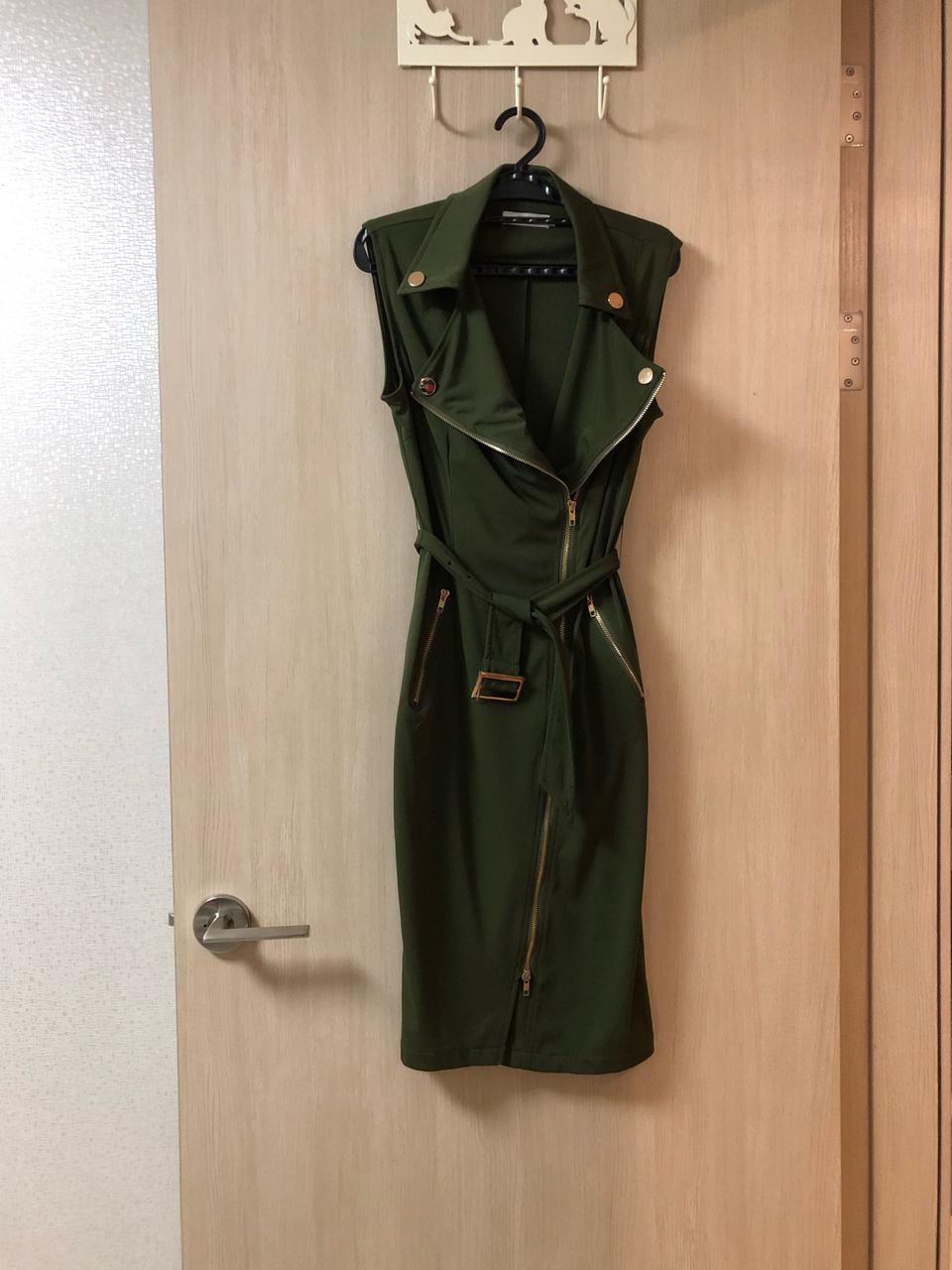 새) 금장지퍼 벨티드 져지 원피스 55-66